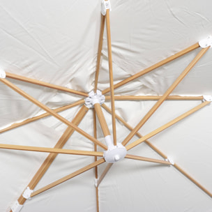 Parasol déporté carré 3x3m, mât effet bois + dalles à lester 50x50cm FALGOS + BASE 50