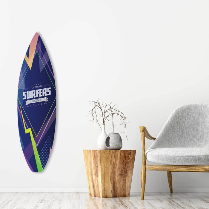 Planche de surf décorative esprit 90's california Tableau alu Dibond
