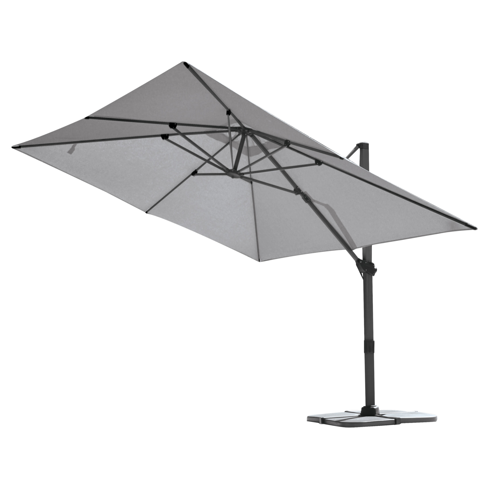 Grand parasol rectangulaire avec rotation 360° - Gris anthracite