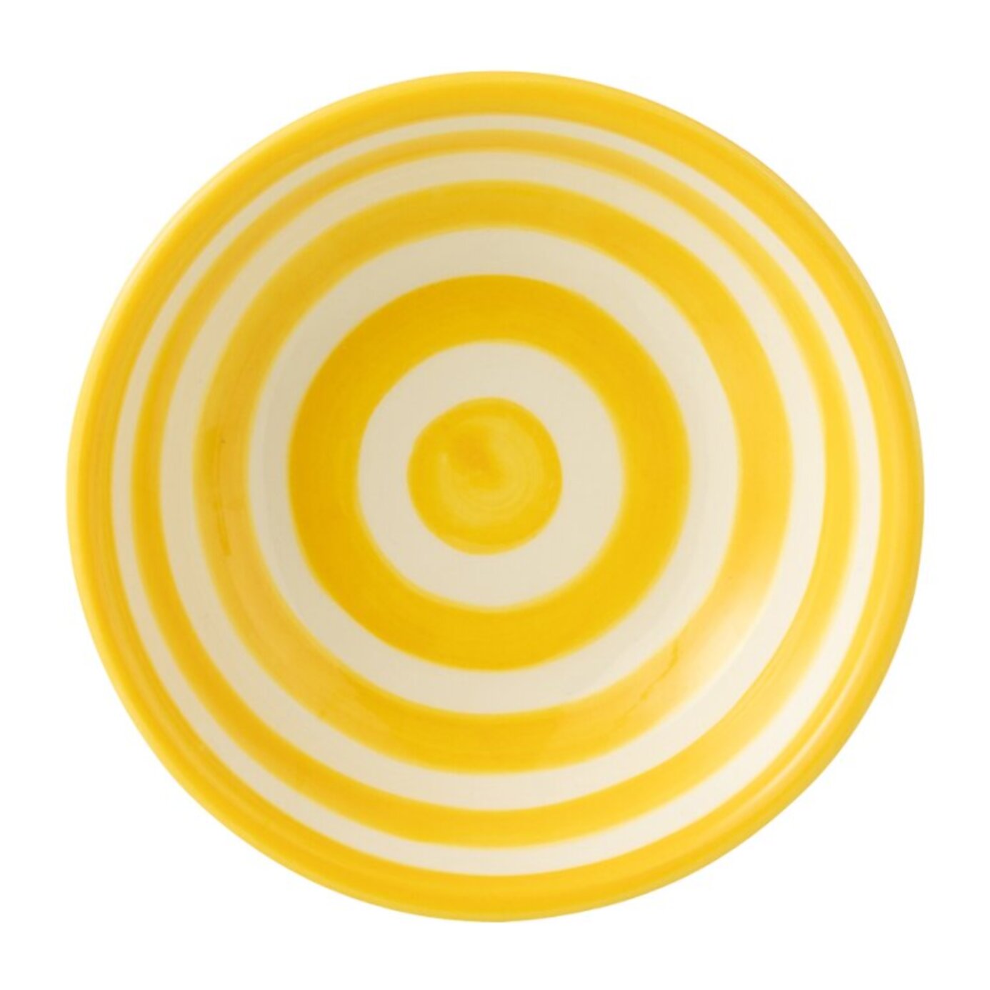 J-Line bol Granada Stripes Low - céramique - blanc/jaune - small - Ø 14 cm