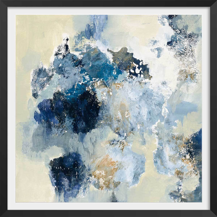 Affiche Indigo bleu Affiche + cadre en bois - Noir