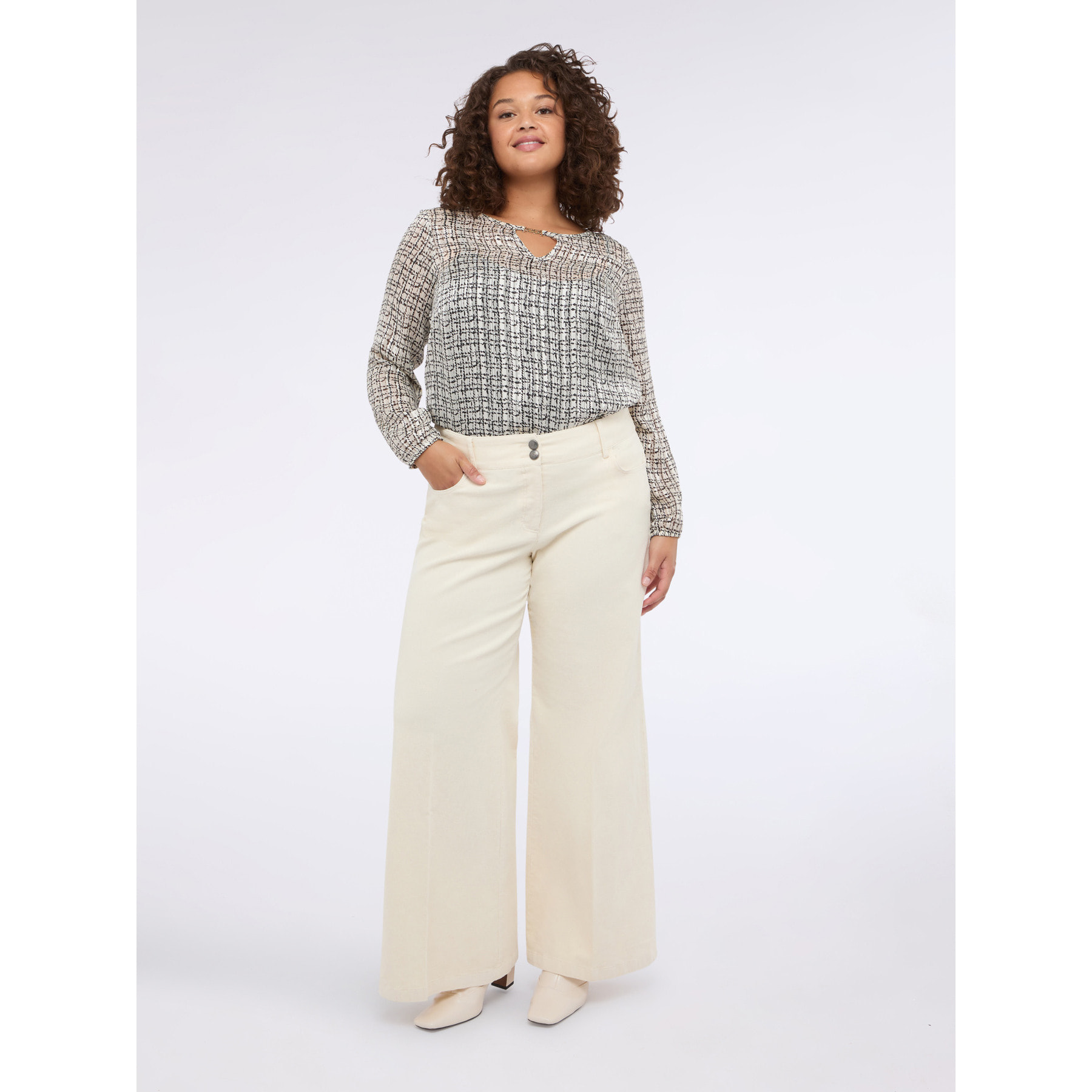 Fiorella Rubino - Blusa con estampado y detalle de recorte - Negro