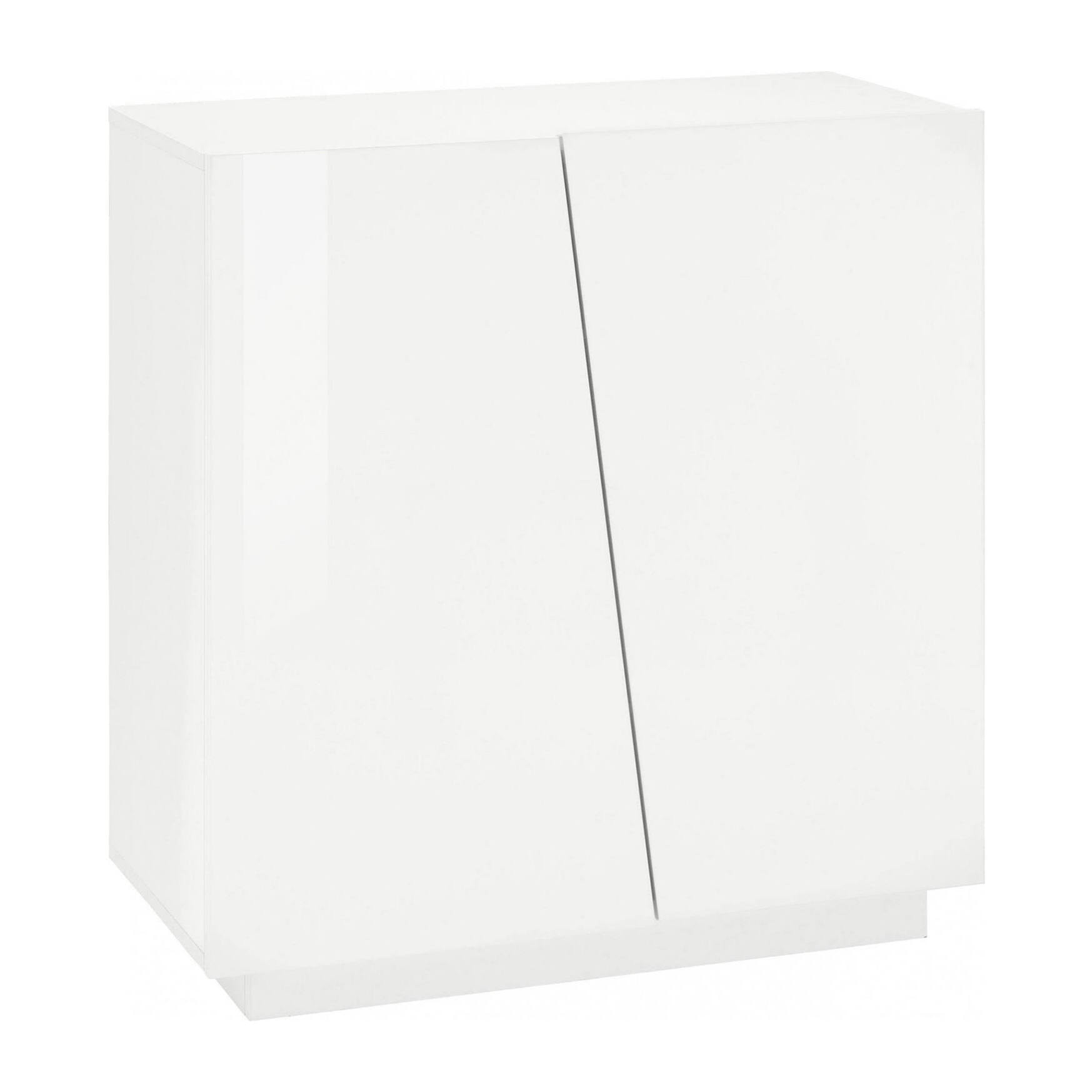 Scarpiera Apetta, Mobile multiuso a 2 ante, Portascarpe da ingresso, 100% Made in Italy, cm 80x38h86, Bianco lucido