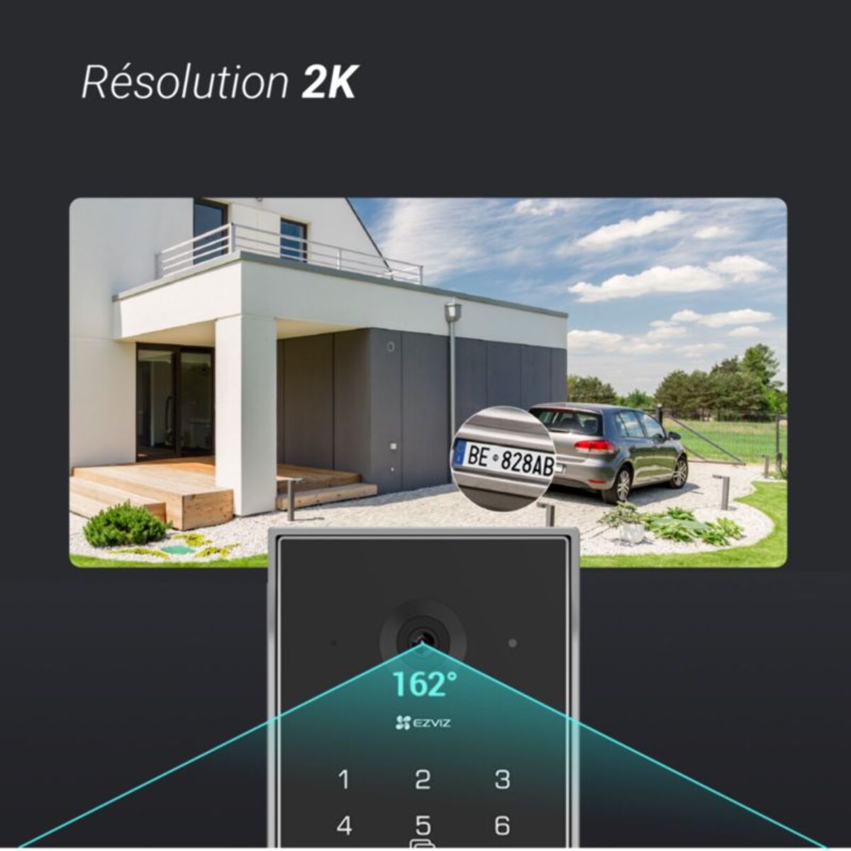 Sonnette connectée EZVIZ EP7-2K/Connecté ss fil+ panneau solaire