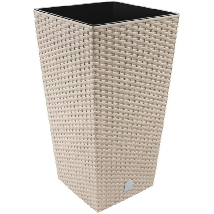 Maceta rato de 11,4 litros con inserto 20 x 20 x 37,6 cm en color mocca