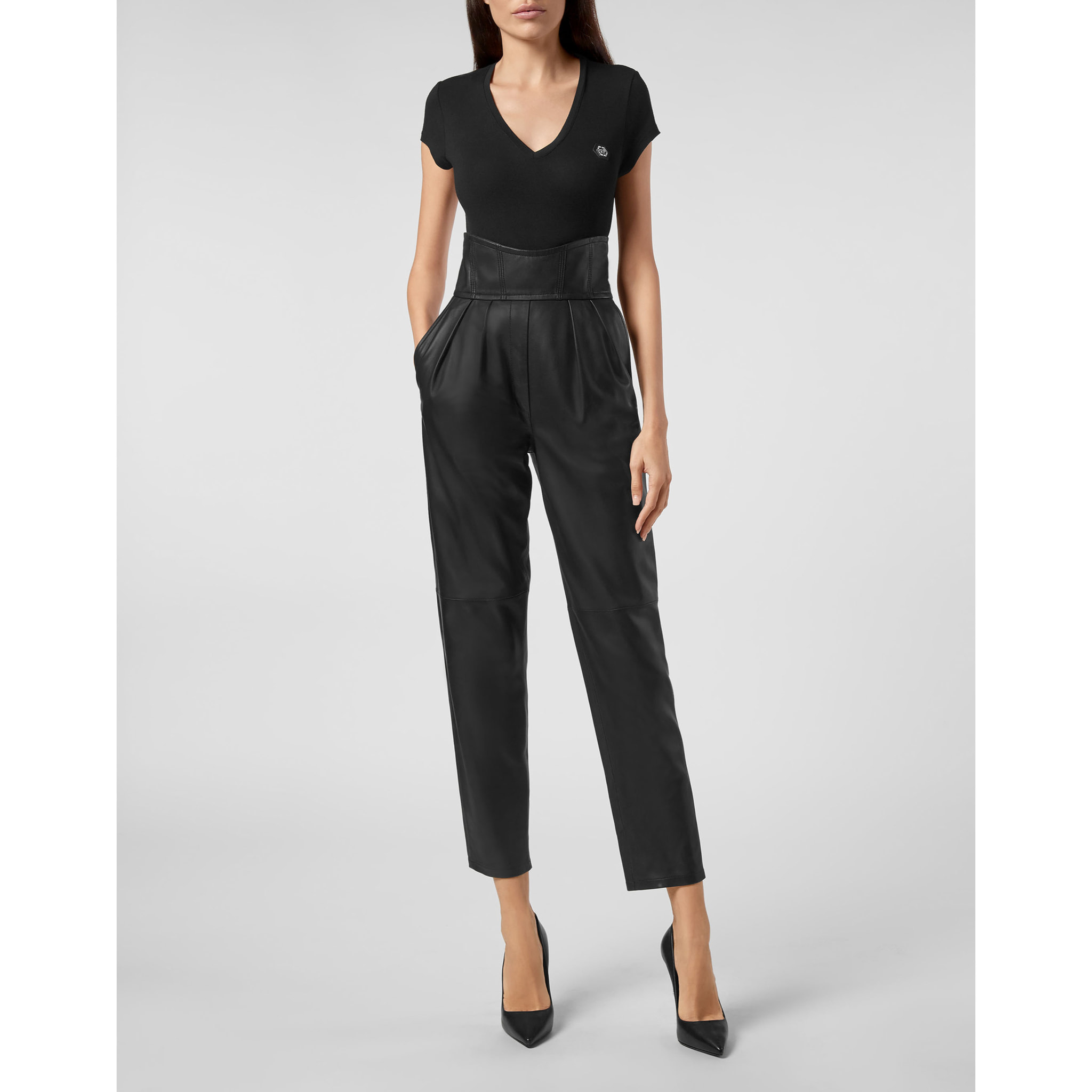 PHILIPP PLEIN Pantalones de cuero ICONIC PLEIN