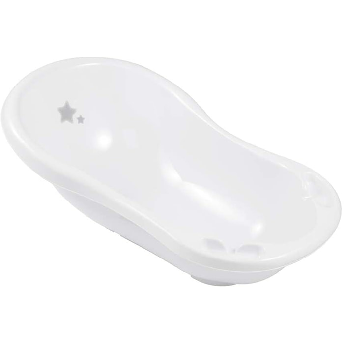 Bañera ergonómica con tapón stars, de 0 a 12 meses, 84 cm, blanco