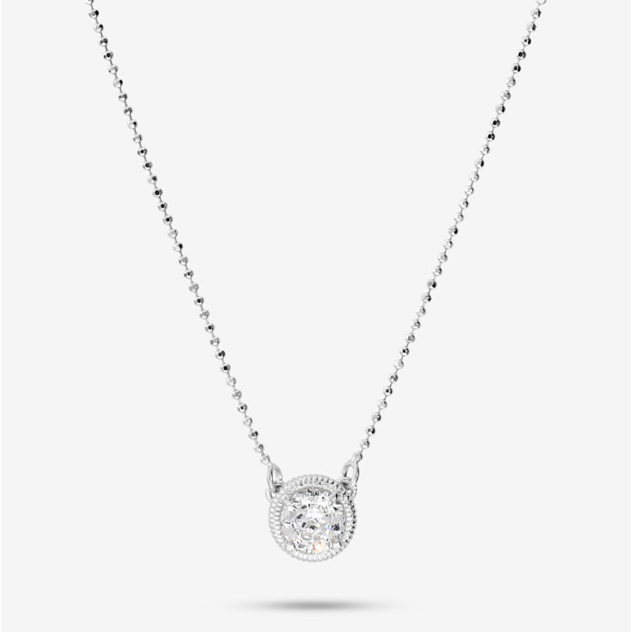 Collana in Argento 925 con Pendente Tondo in Cubic Zirconia