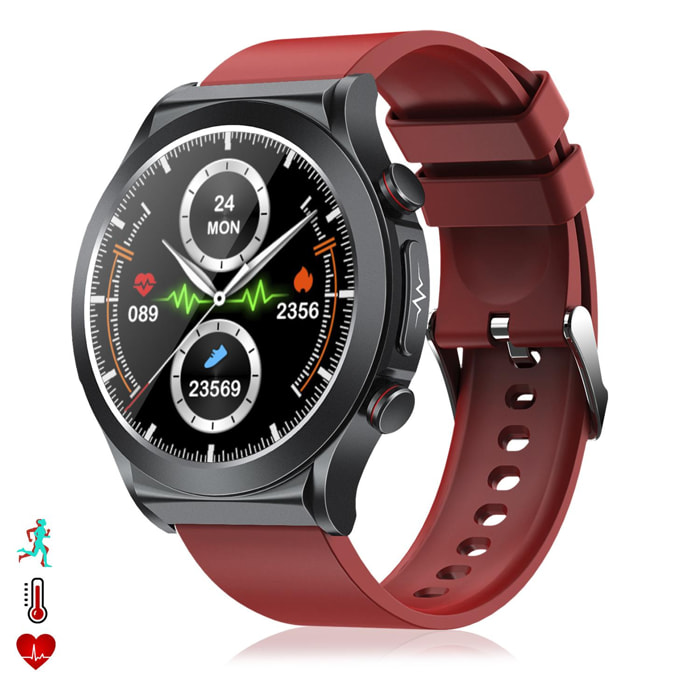 DAM Smartwatch TK21P. Terapia de moxibustión magnética. Ácido úrico y lípidos, ECG , glucosa en sangre, temperatura, O2 y tensión. 4,6x1,2x5,2 Cm. Color: Rojo