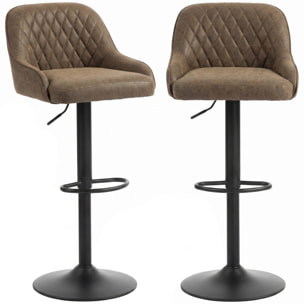 Lot de 2 tabourets de bar pivotants réglables design Chesterfield vintage