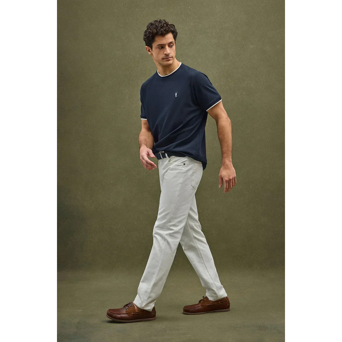 Maglietta blu marino in tessuto piquet con logo Rigby Go