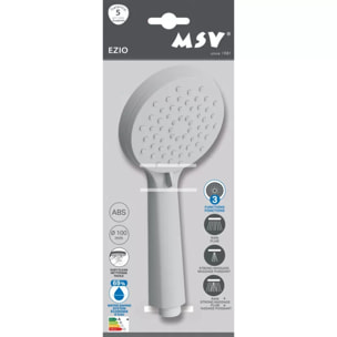 Pommeau de douche MSV Ezio Blanc matt – 3 fonctions – Économie d'eau 69 % – Ø 100 mm