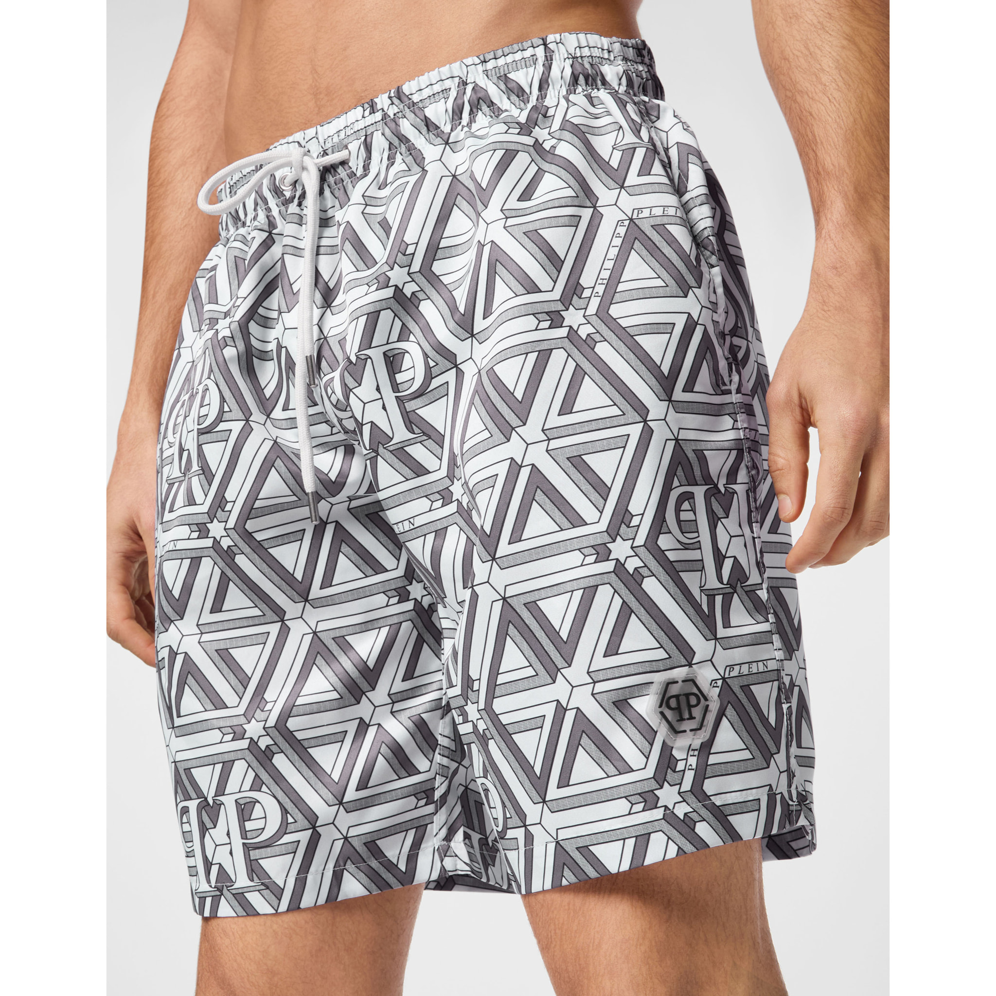PHILIPP PLEIN Swim Trunks HEXAGON MONOGRAM