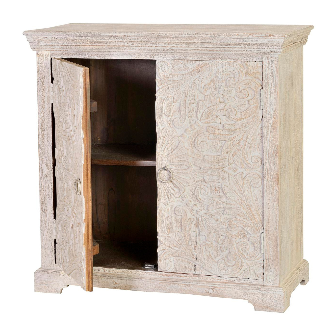 Cómoda de Madera de Mango 90 Cm Estilo Rústico Provenzal con Toque Étnico