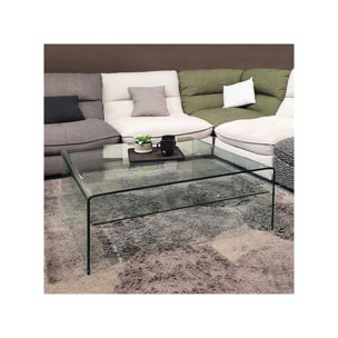 Table basse carré en verre trempé - BENT