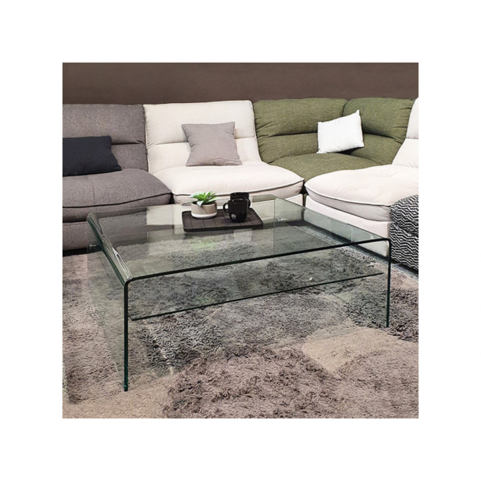 Table basse carré en verre trempé - BENT