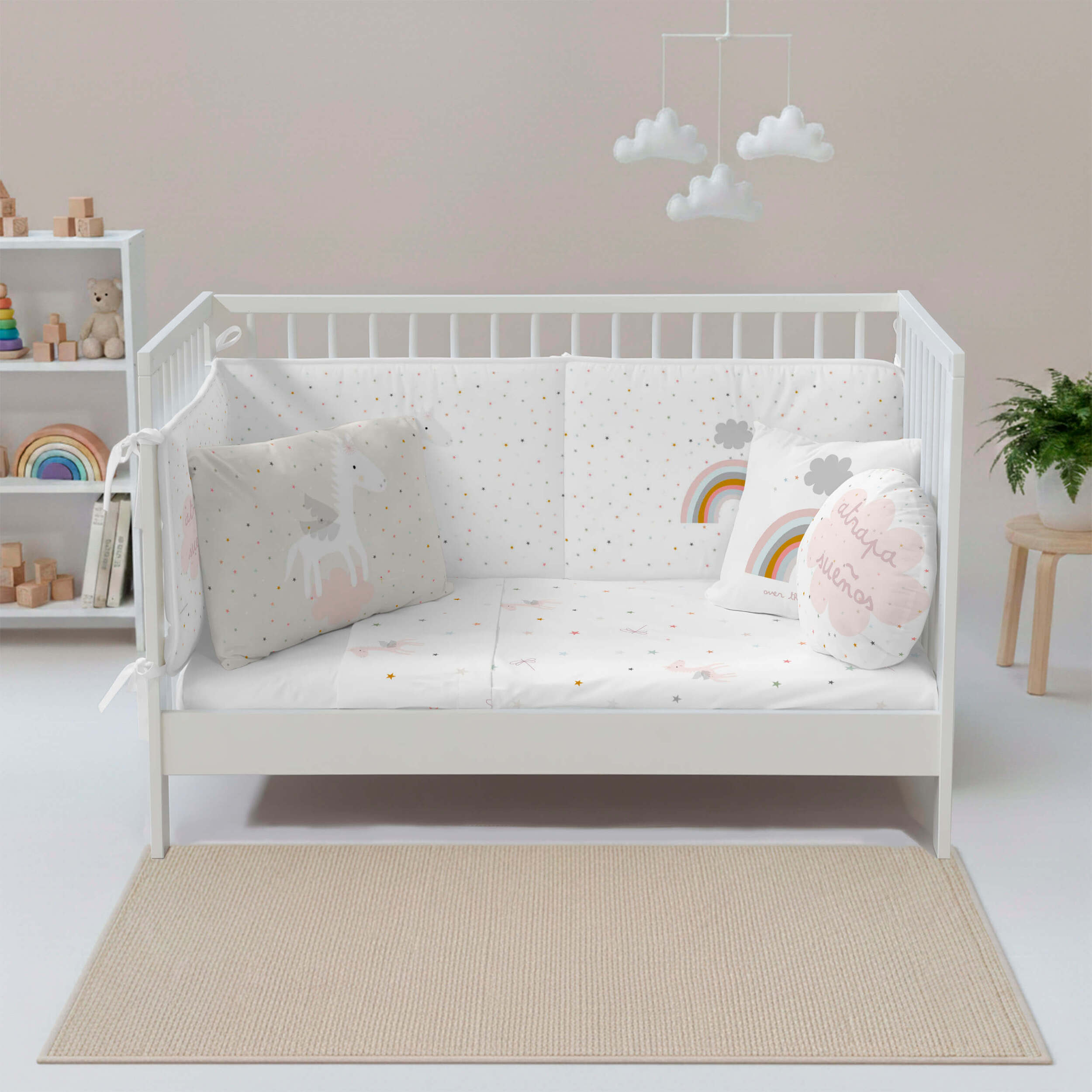 Juego de Sábanas Estampadas - Infantil - Incluye 1 Funda de Almohada - 100% Algodón - Cuna/Maxicuna - Pegaso Mágico B