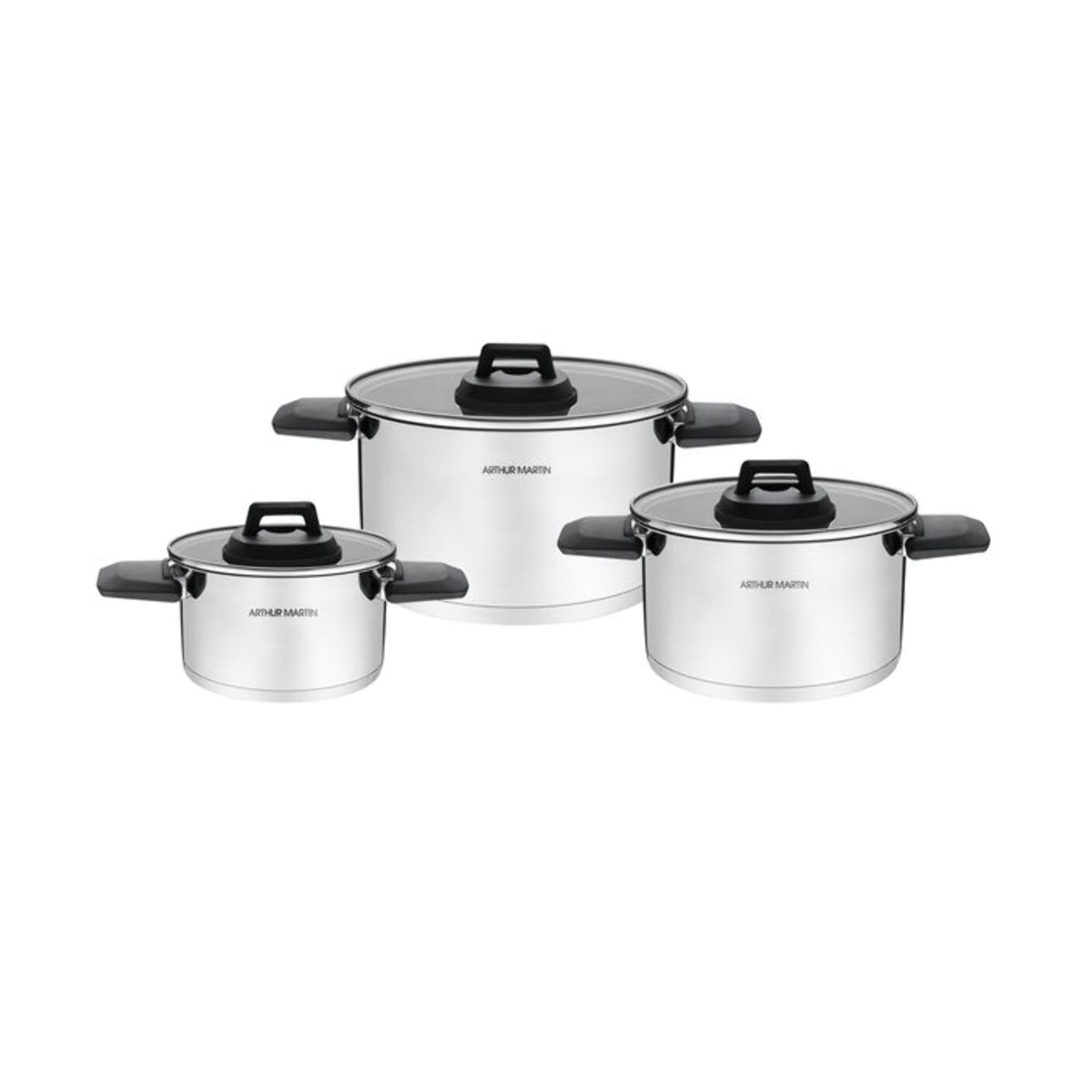 Set de 3 marmites avec poignées rabattables