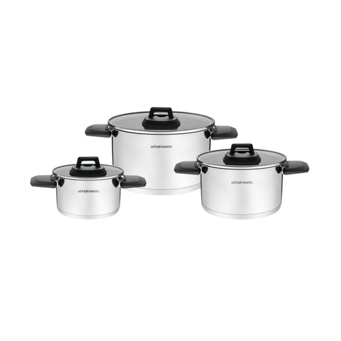 Set de 3 marmites avec poignées rabattables