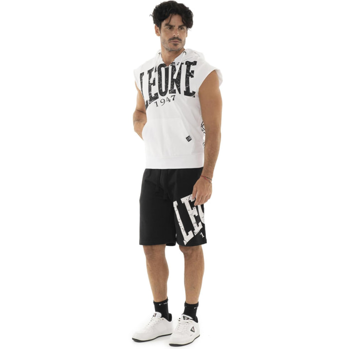 Felpa da uomo con cappuccio senza maniche non felpata Leone Boxing Legend