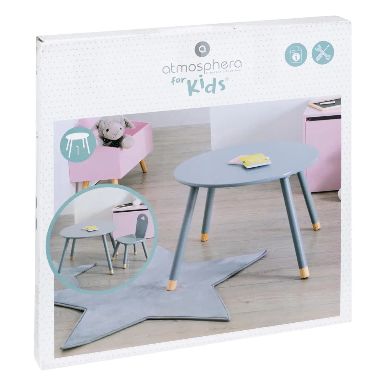 Table enfant "Douceur" grise