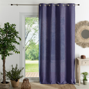 Rideau tamisant  -  - Effet tissé - Bleu