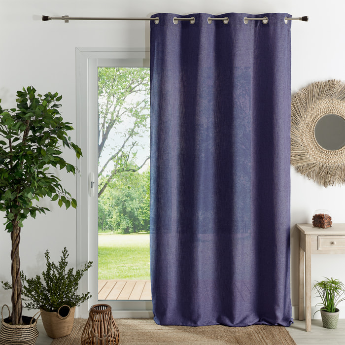 Rideau tamisant  -  - Effet tissé - Bleu