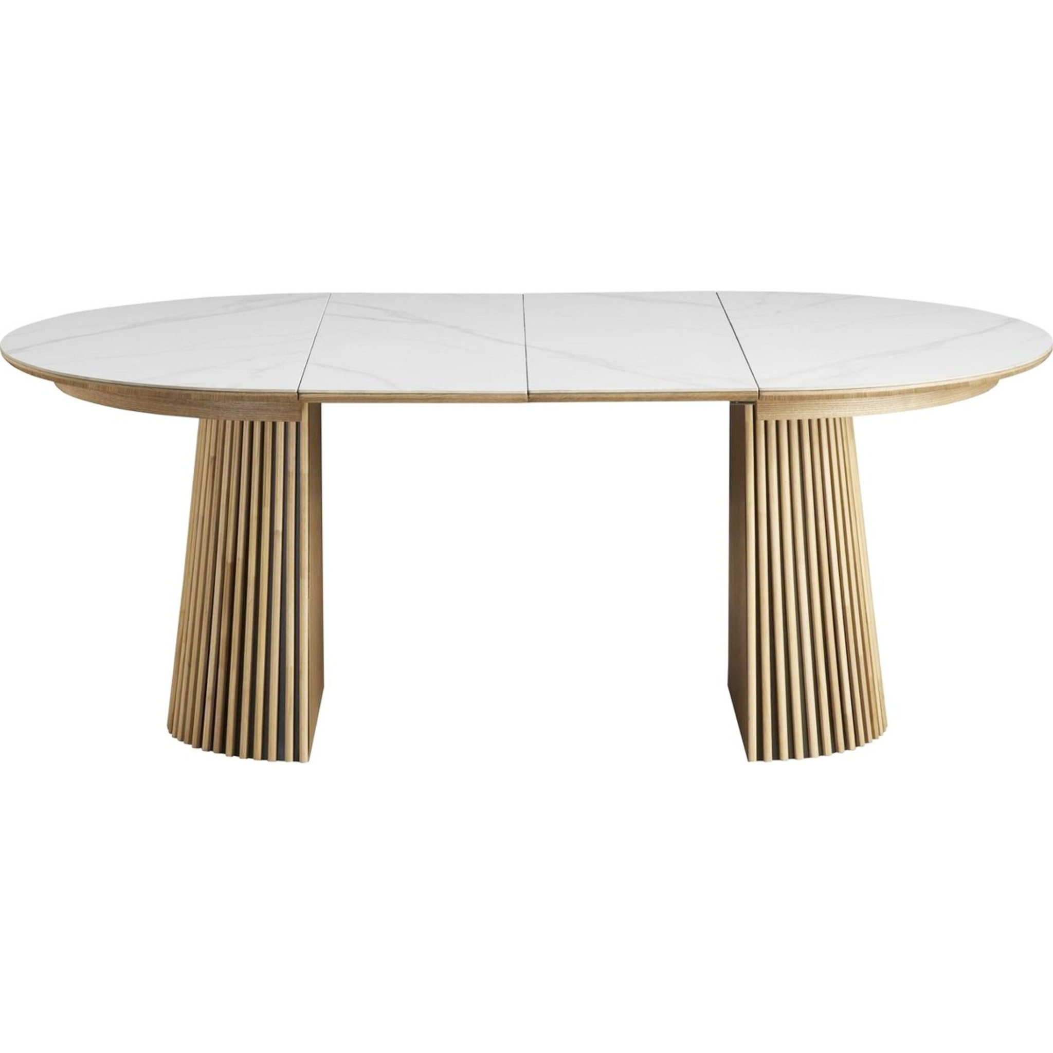 Table à manger ronde extensible en céramique bicolore 6/8 places - ADA