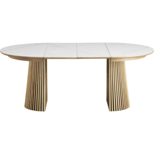 Table à manger ronde extensible en céramique bicolore 6/8 places - ADA