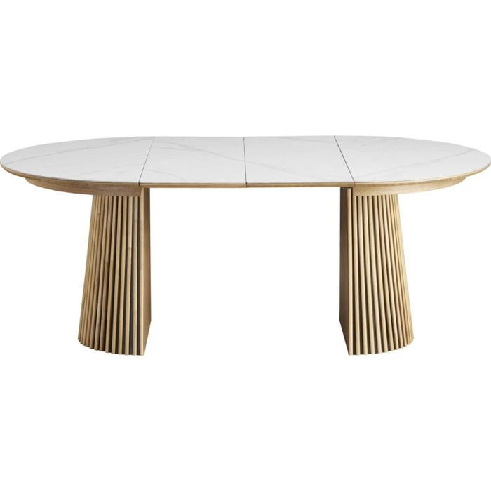 Table à manger ronde extensible en céramique bicolore 6/8 places - ADA