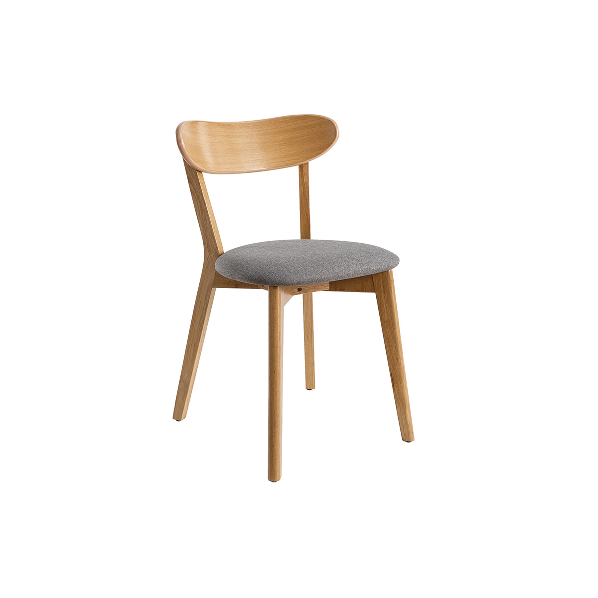 Chaises vintage en bois clair chêne et tissu gris (lot de 2) DOVE