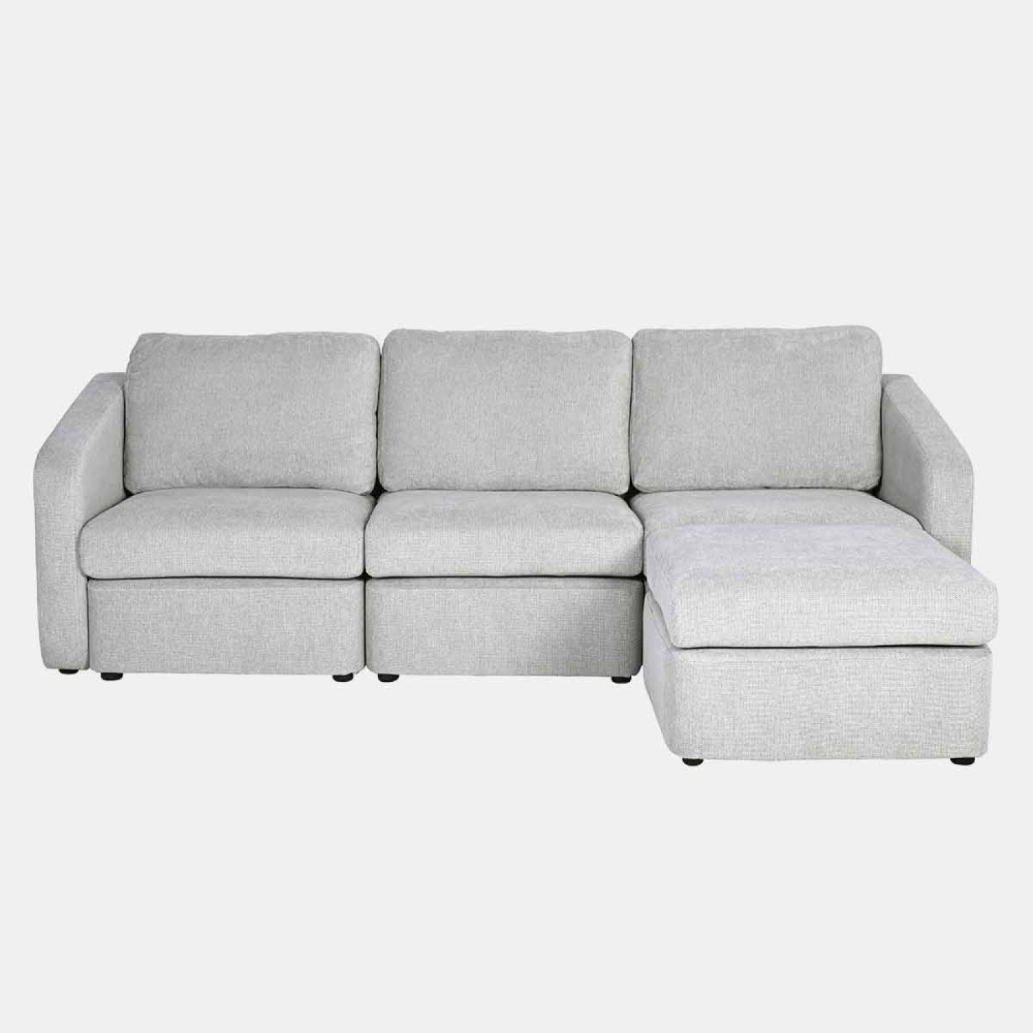 Canapé modulable 3 places gris clair avec pouf GALEGO