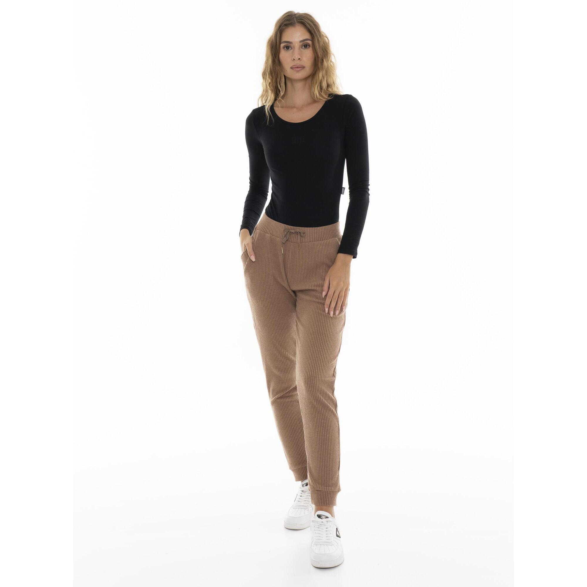 Pantalón de invierno de mujer de canalé con puños "Relaxed"