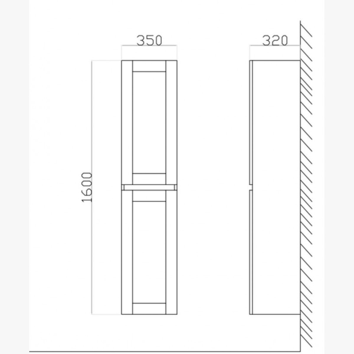 Colonne rangement 160 cm orme gris Aqualuna