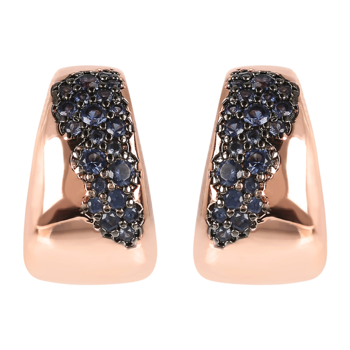 Orecchini a Lobo con Dettaglio in Pavé di Prisma Gem Blu