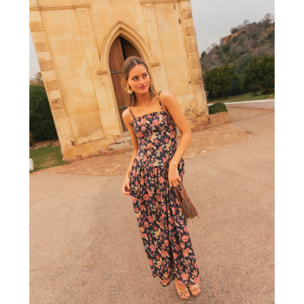 Vestido midi con tirante fino de algodón