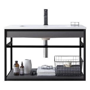 TOMASUCCI Meuble de salle de bain LOOM-B GRIS-NOIR 80