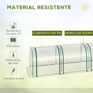 Invernadero Caseta 295x100x80 cm para Jardín Terraza Cultivo de Plantas Semilla Invernadero de Jardín Vivero Casero Tipo Túnel Marco Acero y PVC