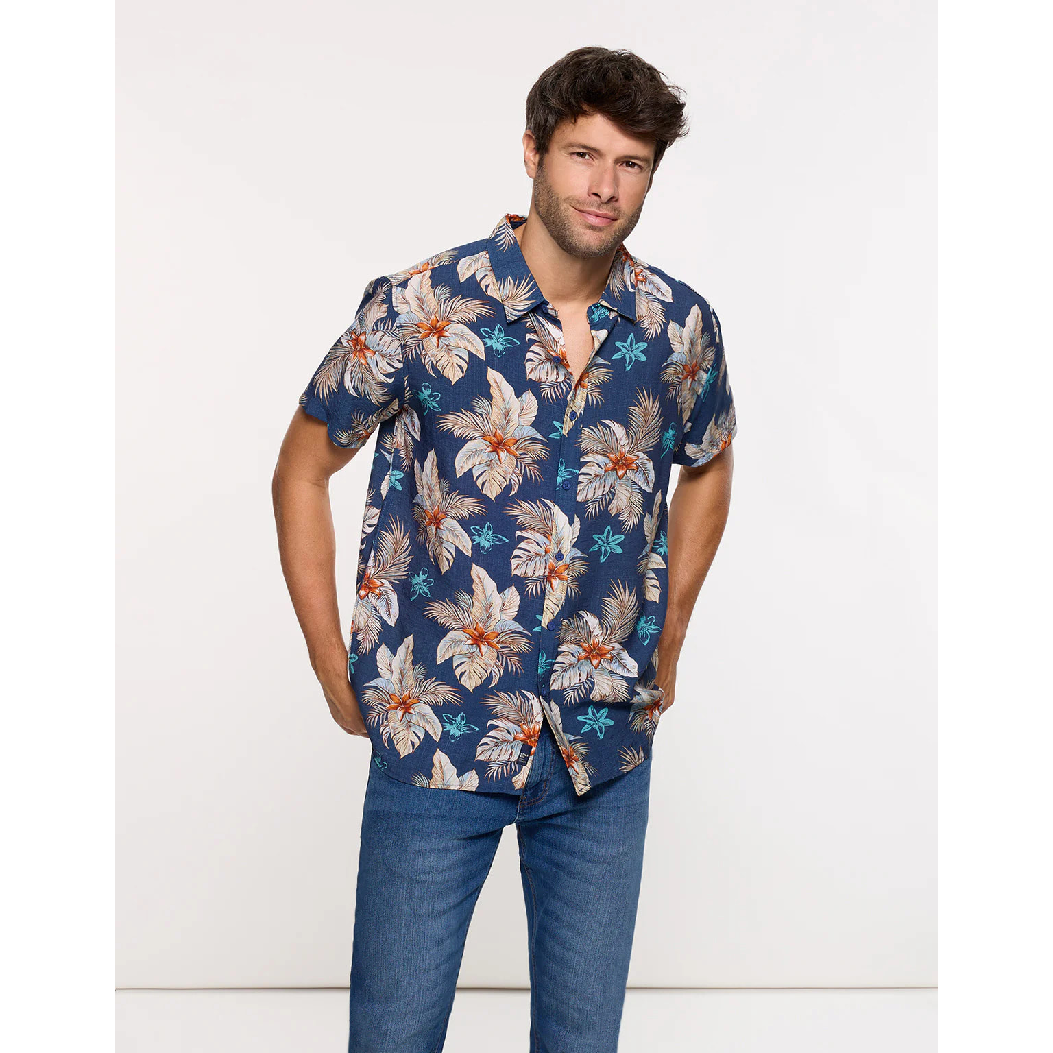 Camisa Manga Corta Azul Marino - Onail