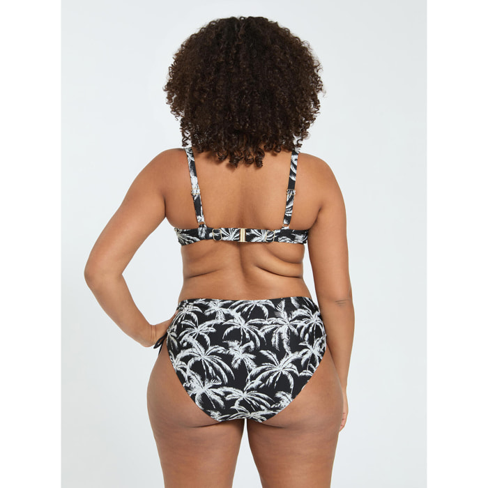 Fiorella Rubino - Bikini con estampado tropical y lazos - Negro