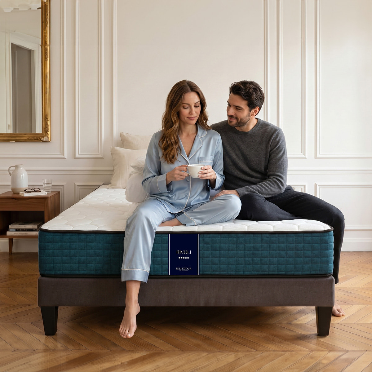 Ensemble Rivoli 2 places | Matelas Memoire de forme avec sommier en bois