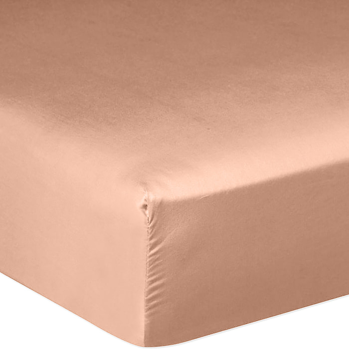 Drap Housse - Bonnet:30cm 100% Satin De Coton lavé 105 Fils Rose