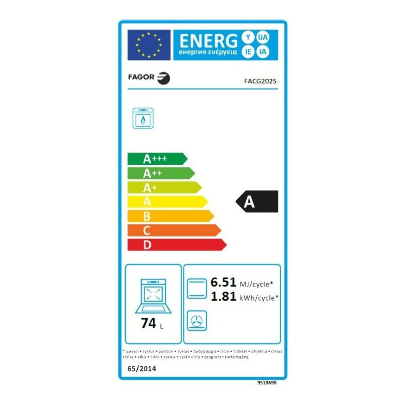 Cuisinière gaz FAGOR FACG202S