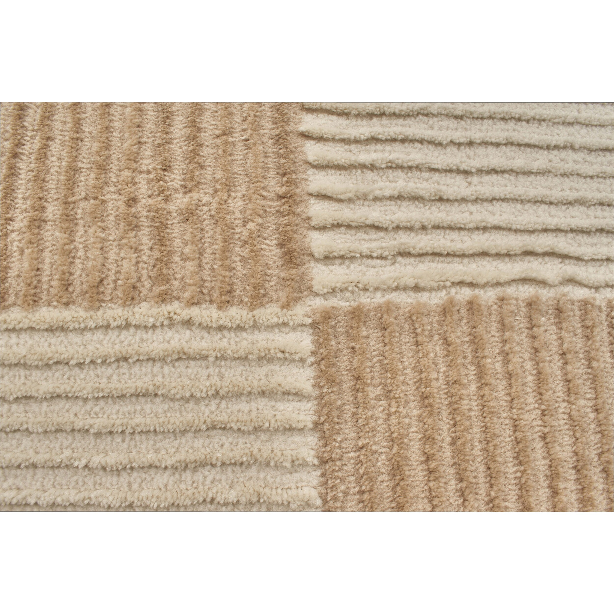 BIANCA - Tapis motif carreaux en relief crème et beige