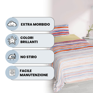 COMPLETO LETTO FANTASY, 100% Microfibra - STRISCE
