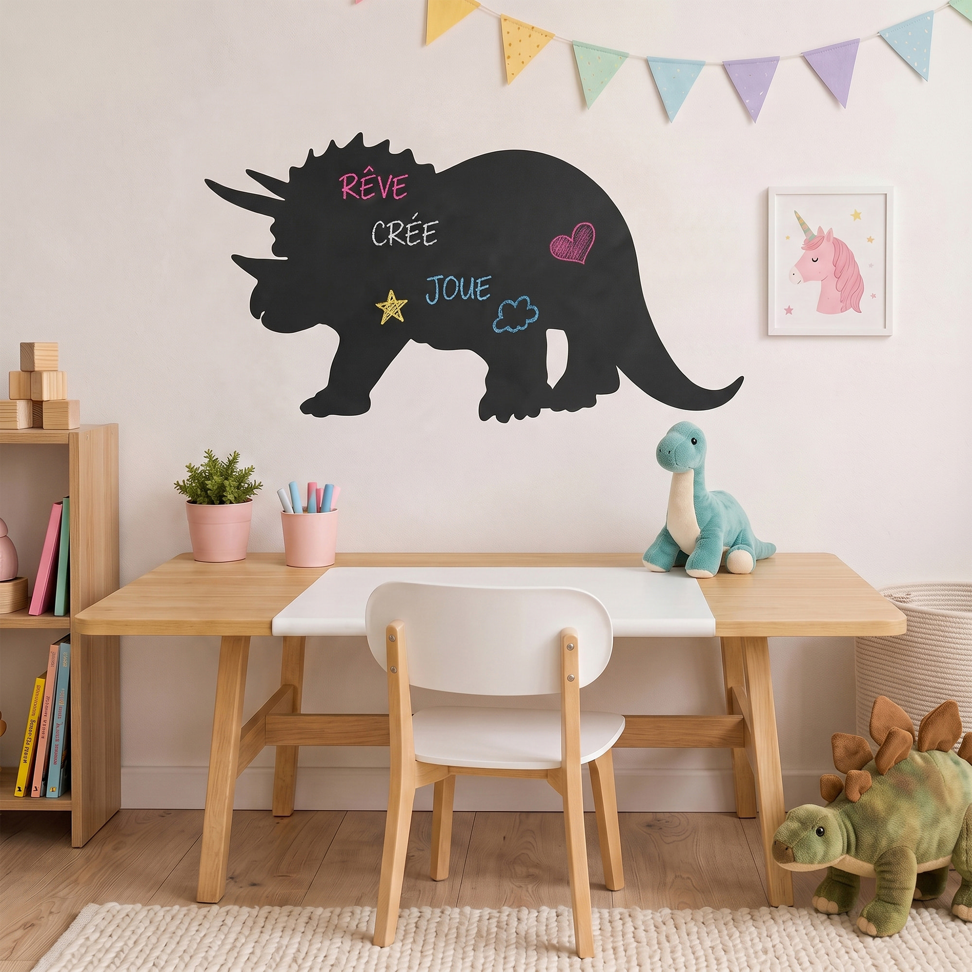 Sticker ardoise tableau noir - stickers muraux adhésif effaçable - SILHOUETTE KENTROSAURE