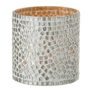 J-Linephotophore Mosaique - verre - blanc/argent - small
