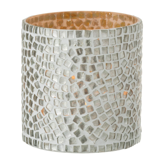 J-Linephotophore Mosaique - verre - blanc/argent - small