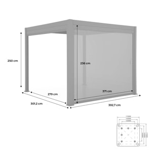Pergola Bioclimatique gris anthracite – Triomphe – 300x400cm. aluminium. à lames orientables + store 400cm