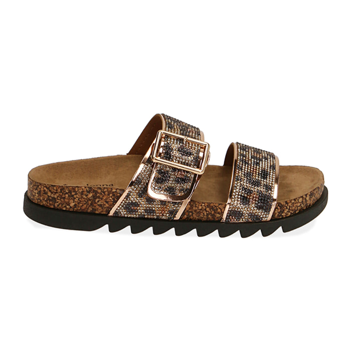 Sandali bassi donna leopard con pietre